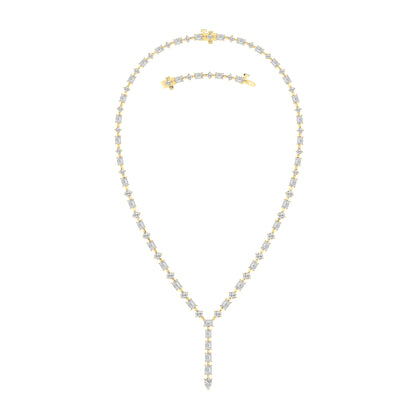 20.0 Ct Multi-Shape (F/VS) Lab Grown Diamond Prong 14K Yellow Gold Classic Eternity Tennis Necklace