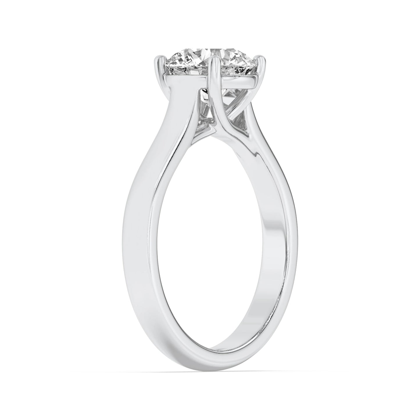 3 Ct Round Lab Grown Diamond Trellis 14K White Gold Plain Cathedral Solitaire Engagement Ring