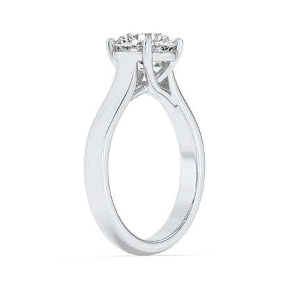 3 Ct Round Lab Grown Diamond Trellis 14K White Gold Plain Cathedral Solitaire Engagement Ring