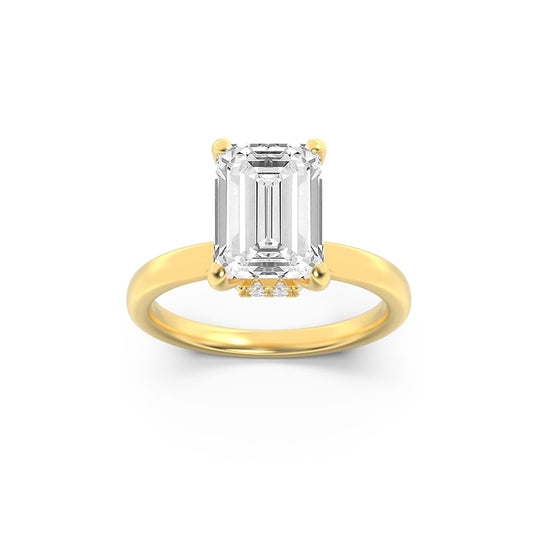 3 Ct Emerald Cut (FVS) Lab Grown Diamond 14K Yellow Gold Solitaire Engagement Ring