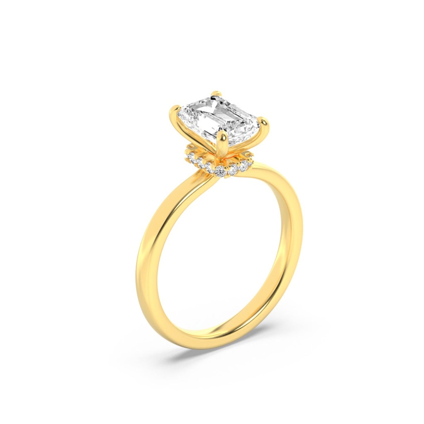 3 Ct Emerald Cut (FVS) Lab Grown Diamond 14K Yellow Gold Solitaire Engagement Ring