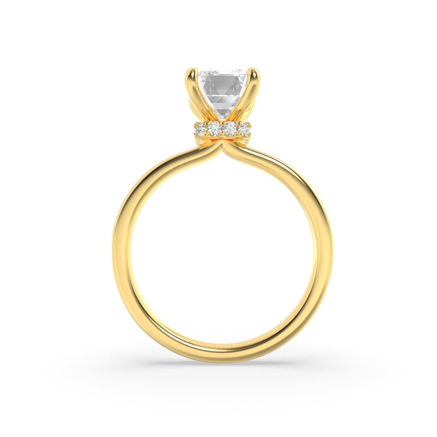 3 Ct Emerald Cut (FVS) Lab Grown Diamond 14K Yellow Gold Solitaire Engagement Ring