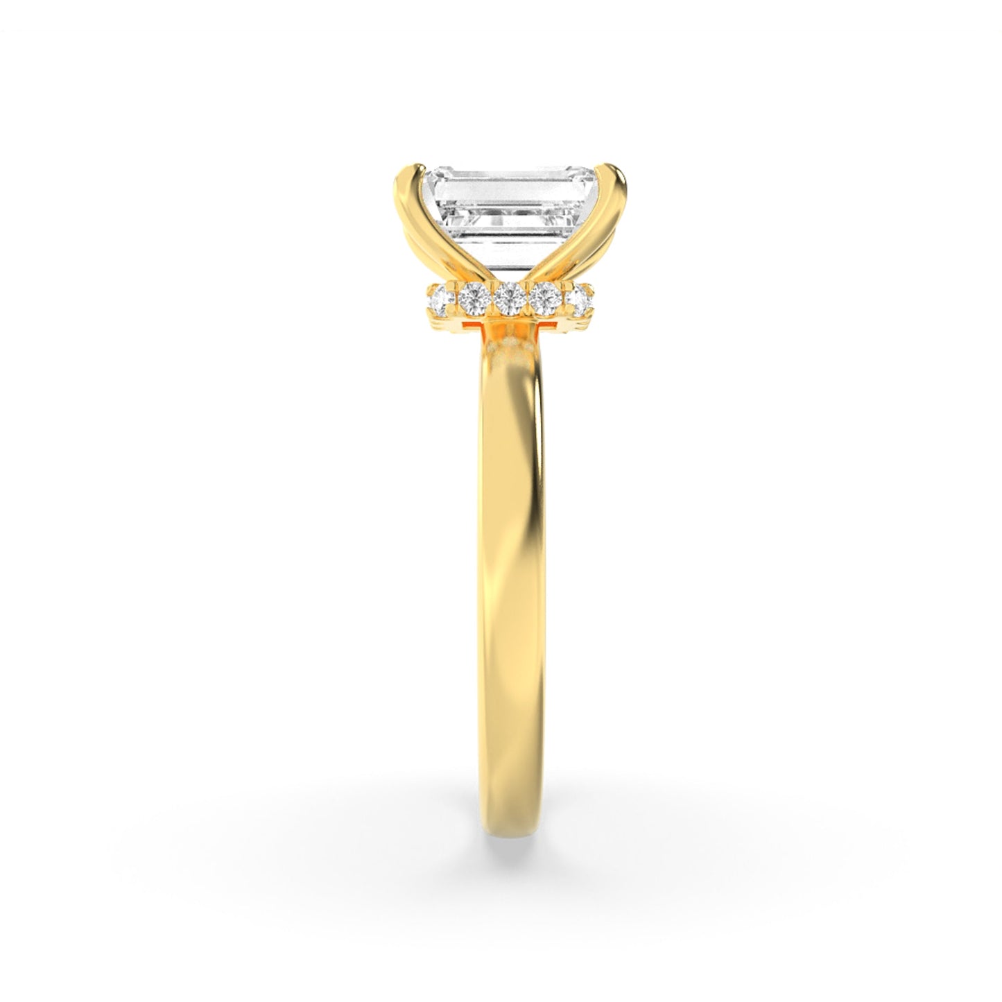 3 Ct Emerald Cut (FVS) Lab Grown Diamond 14K Yellow Gold Solitaire Engagement Ring