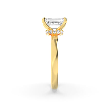 3 Ct Emerald Cut (FVS) Lab Grown Diamond 14K Yellow Gold Solitaire Engagement Ring