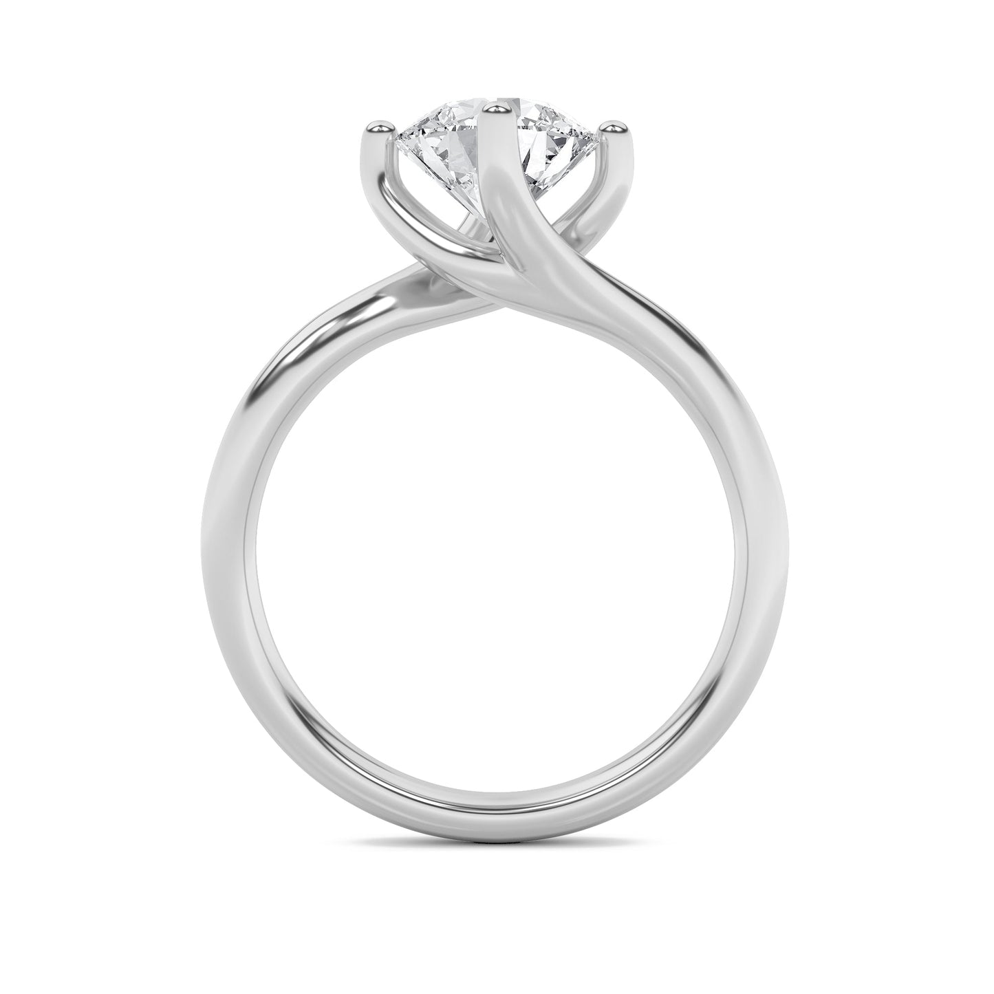 1Cttw Round Shaped Lab Grown Diamond (F/VVS) Bypass Shank Engagement Ring in 14K Gold
