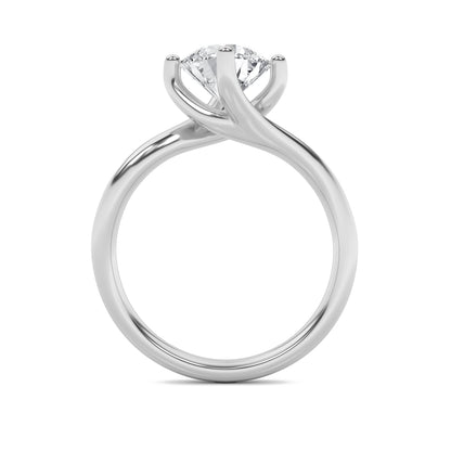 1Cttw Round Shaped Lab Grown Diamond (F/VVS) Bypass Shank Engagement Ring in 14K Gold