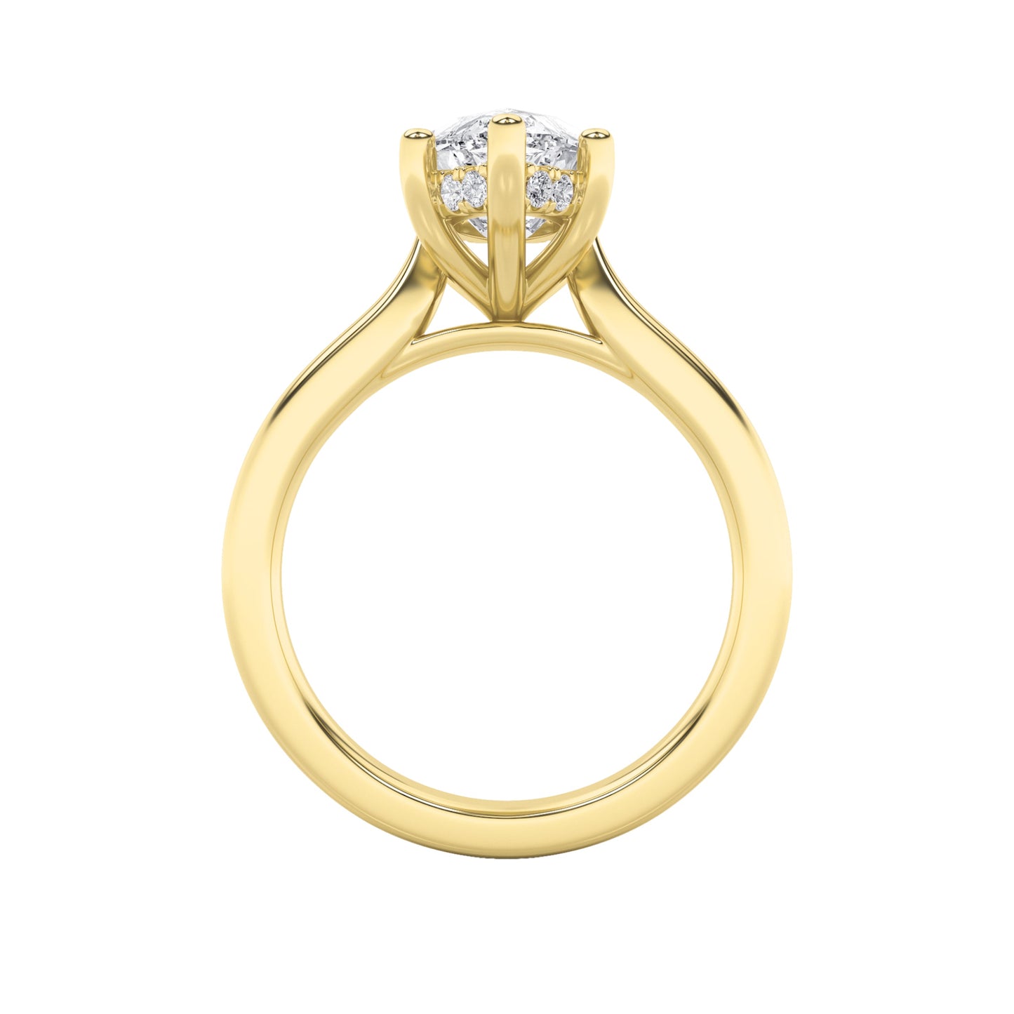 2Cttw Marquise Shaped Lab Grown Diamond (F/VS) Hidden Halo Cathedral Shank Engagement Ring in 14K Gold