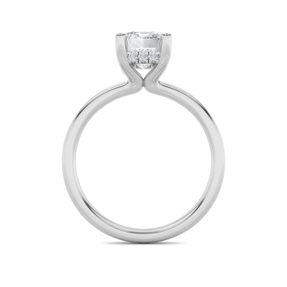2Cttw Emerald Shaped Lab Grown Diamond (F/VS) Hidden Halo Petite Shank Ring in 14K Gold