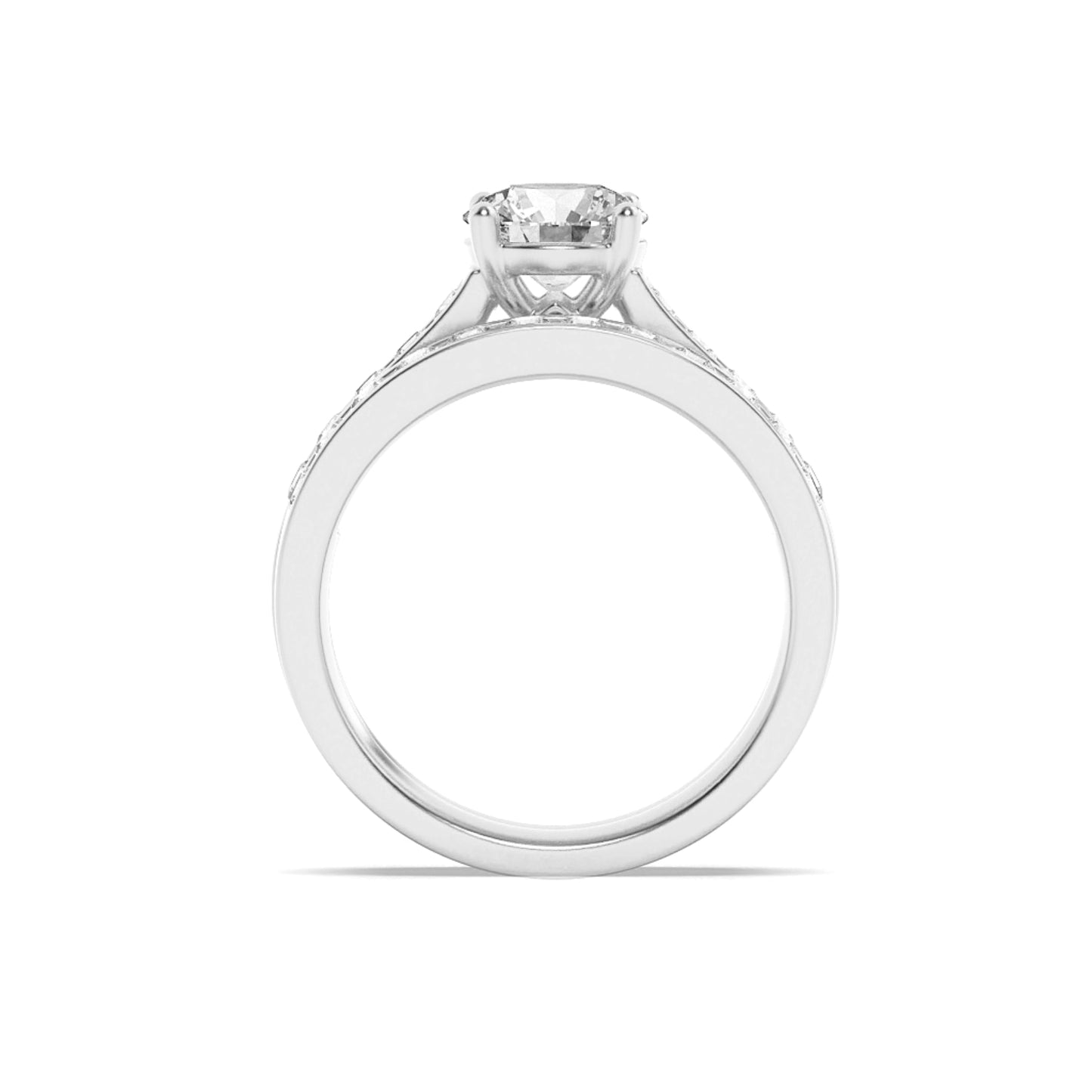 2Cttw Round Shaped Lab Grown Diamond (F/VS) Channel Set Bridal Engagement Ring in 14K Gold