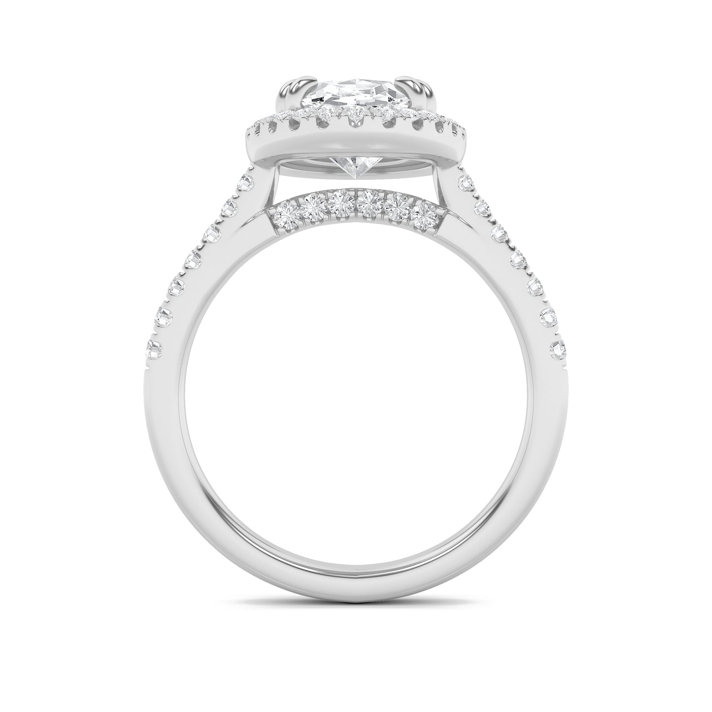 3Cttw Oval Shaped Lab Grown Diamond (F/VS) ClassicHalo Accented Engagement Ring in 14K Gold
