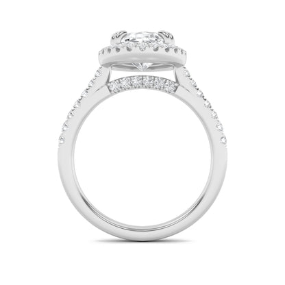 3Cttw Oval Shaped Lab Grown Diamond (F/VS) ClassicHalo Accented Engagement Ring in 14K Gold