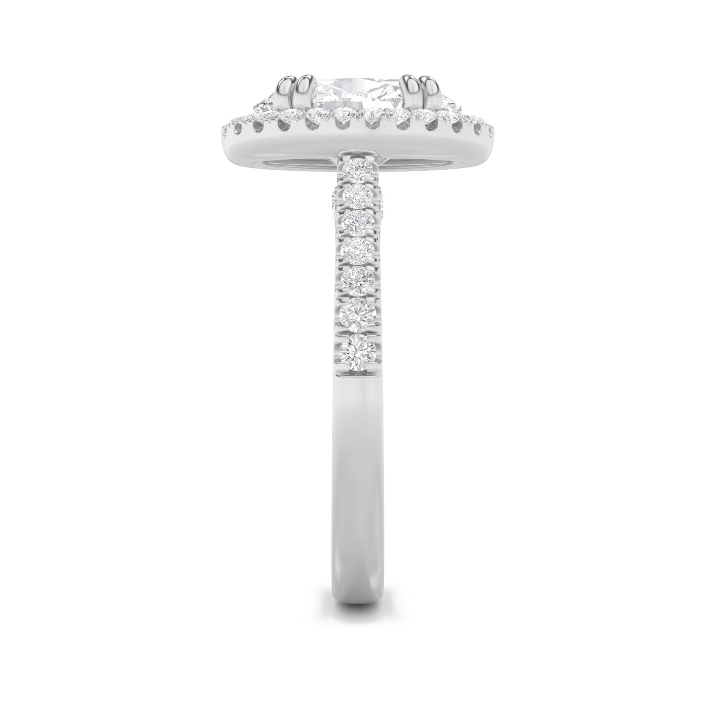 3Cttw Oval Shaped Lab Grown Diamond (F/VS) ClassicHalo Accented Engagement Ring in 14K Gold