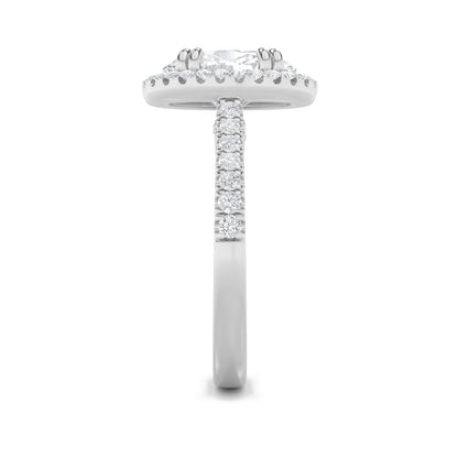 3Cttw Oval Shaped Lab Grown Diamond (F/VS) ClassicHalo Accented Engagement Ring in 14K Gold