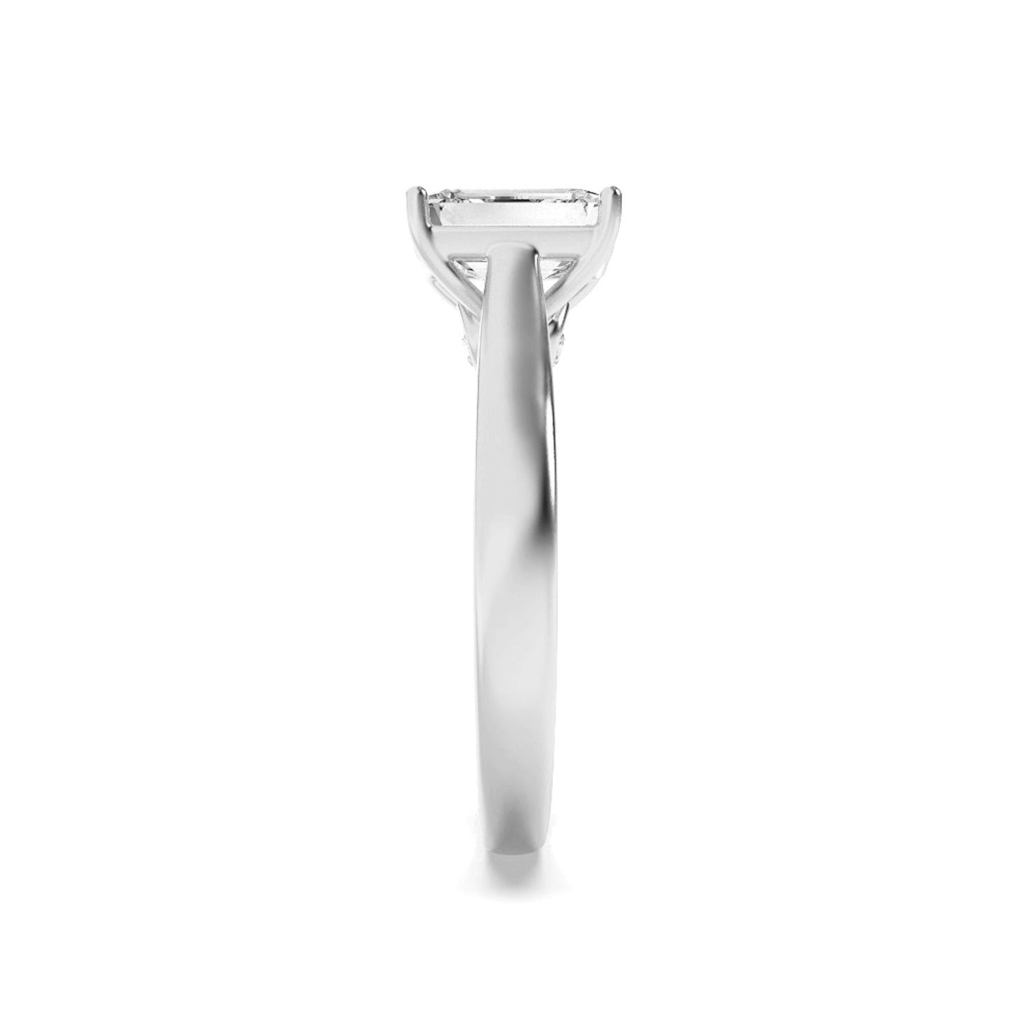 2Cttw Emerald Shaped Lab Grown Diamond (G/VS) Accented Bridge Shank Engagement Ring in 14K Gold