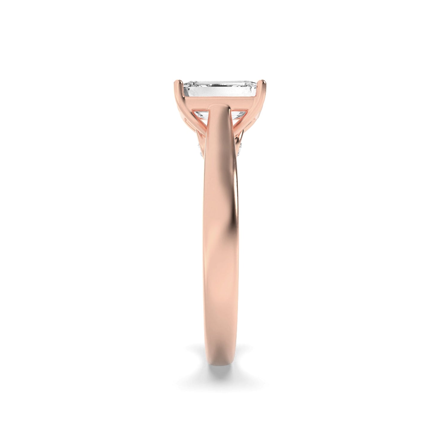 2Cttw Emerald Shaped Lab Grown Diamond (G/VS) Accented Bridge Shank Engagement Ring in 14K Gold