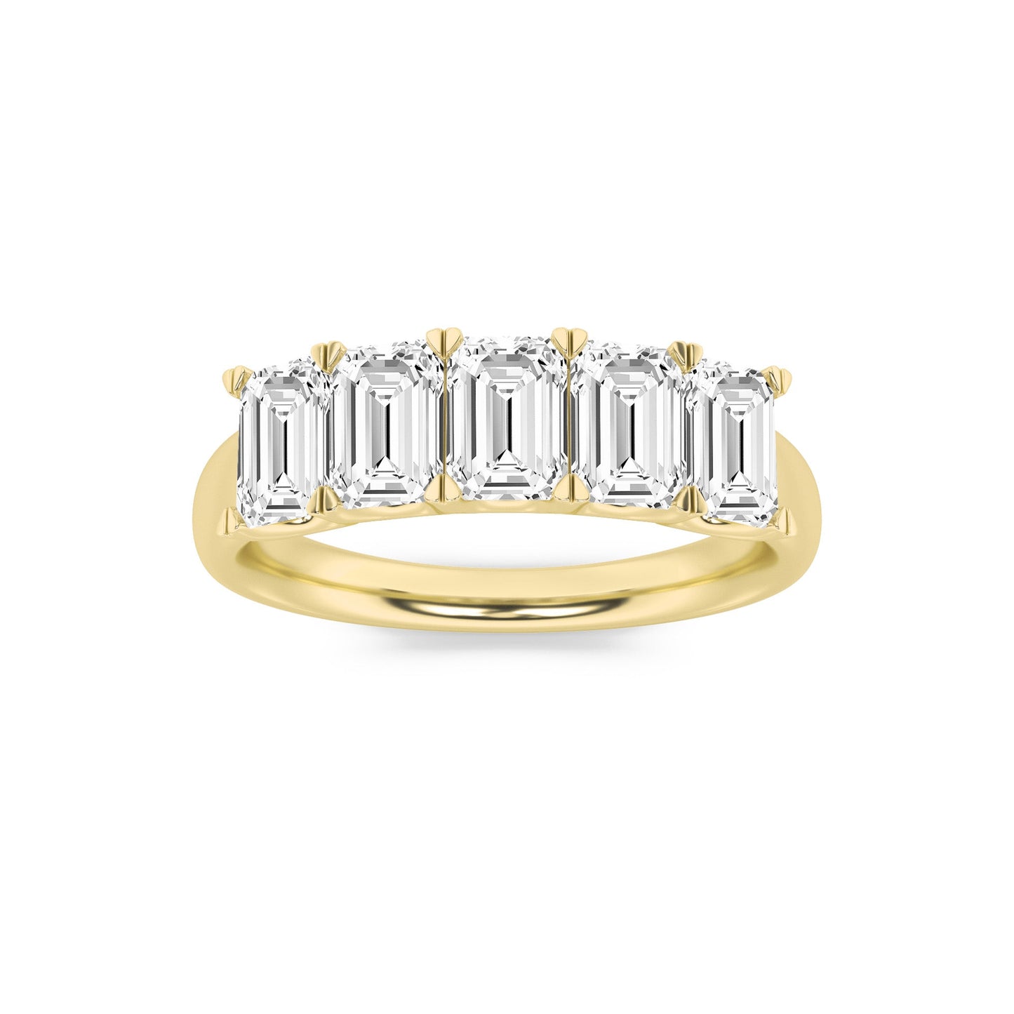 2Cttw Emerald Shaped Lab Grown Diamond (F/VS) Five Stone Band Ring in 14K Gold