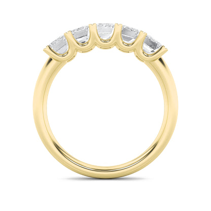 2Cttw Emerald Shaped Lab Grown Diamond (F/VS) Five Stone Band Ring in 14K Gold