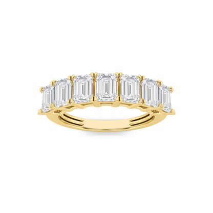 2Cttw Emerald Shaped Lab Grown Diamond (F/VS) Seven Stone Band Ring in 14K Gold
