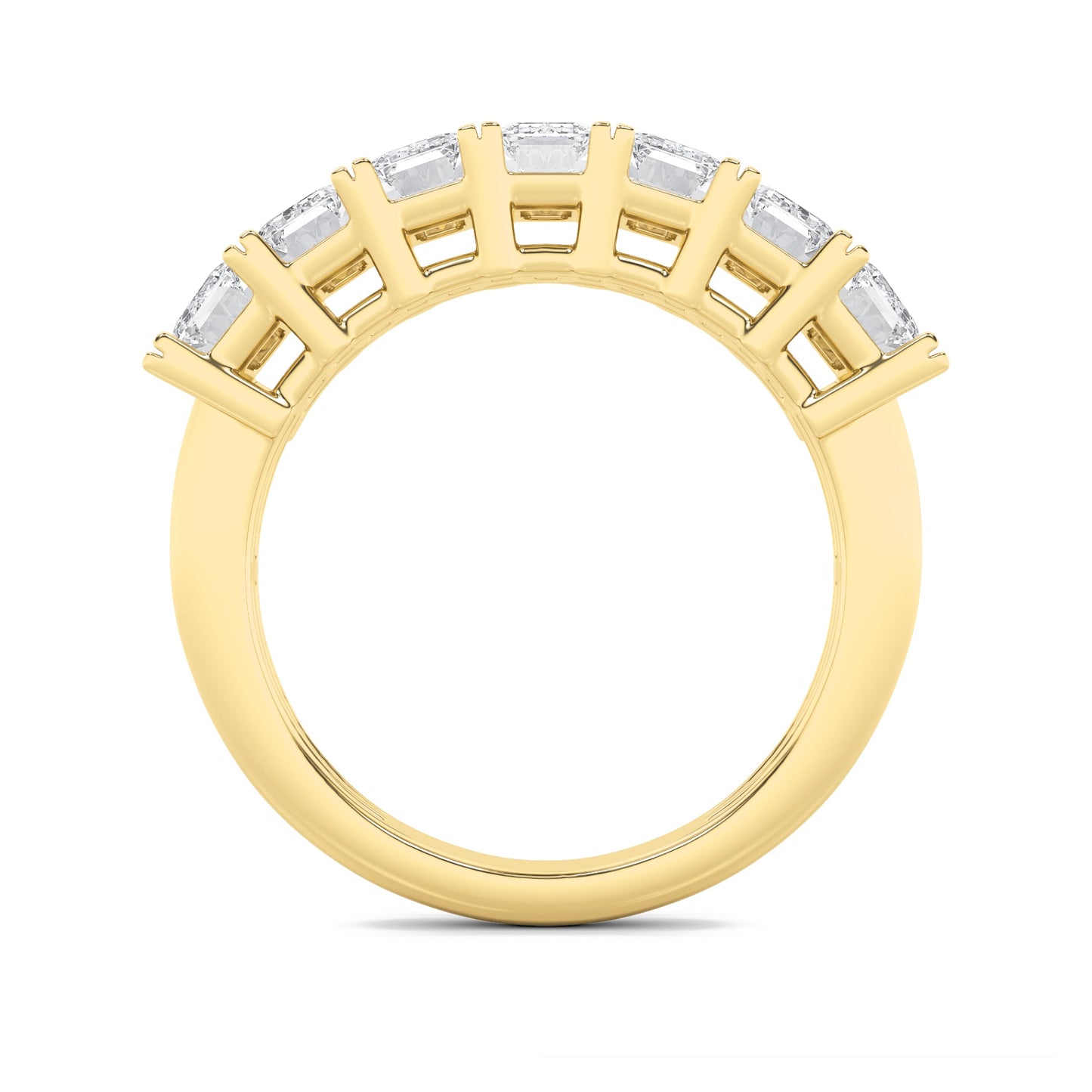 2Cttw Emerald Shaped Lab Grown Diamond (F/VS) Seven Stone Band Ring in 14K Gold