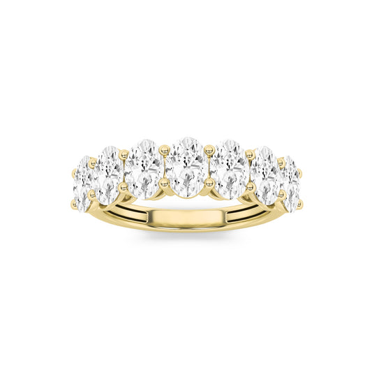 3Cttw Oval Shaped Lab Grown Diamond (F/VS) Seven Stone Band Ring in 14K Gold