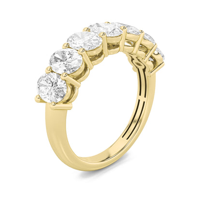 3Cttw Oval Shaped Lab Grown Diamond (F/VS) Seven Stone Band Ring in 14K Gold