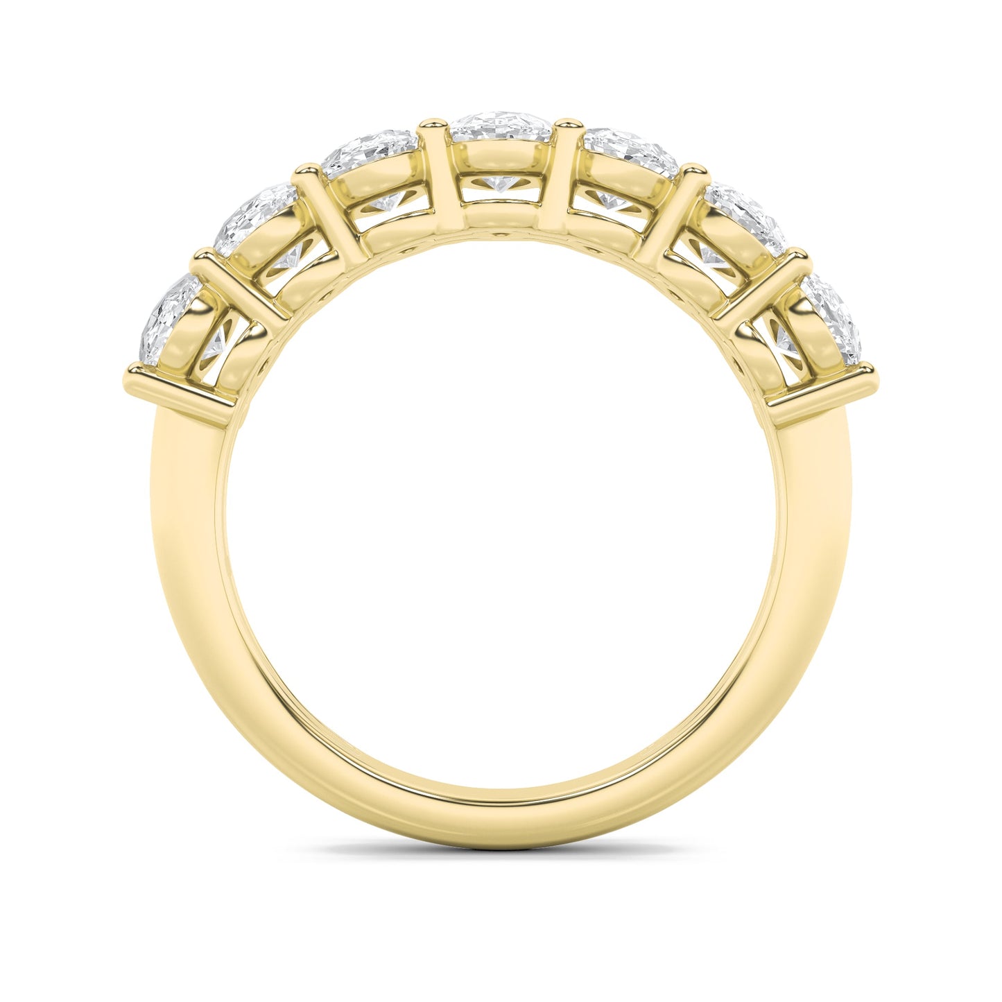 3Cttw Oval Shaped Lab Grown Diamond (F/VS) Seven Stone Band Ring in 14K Gold