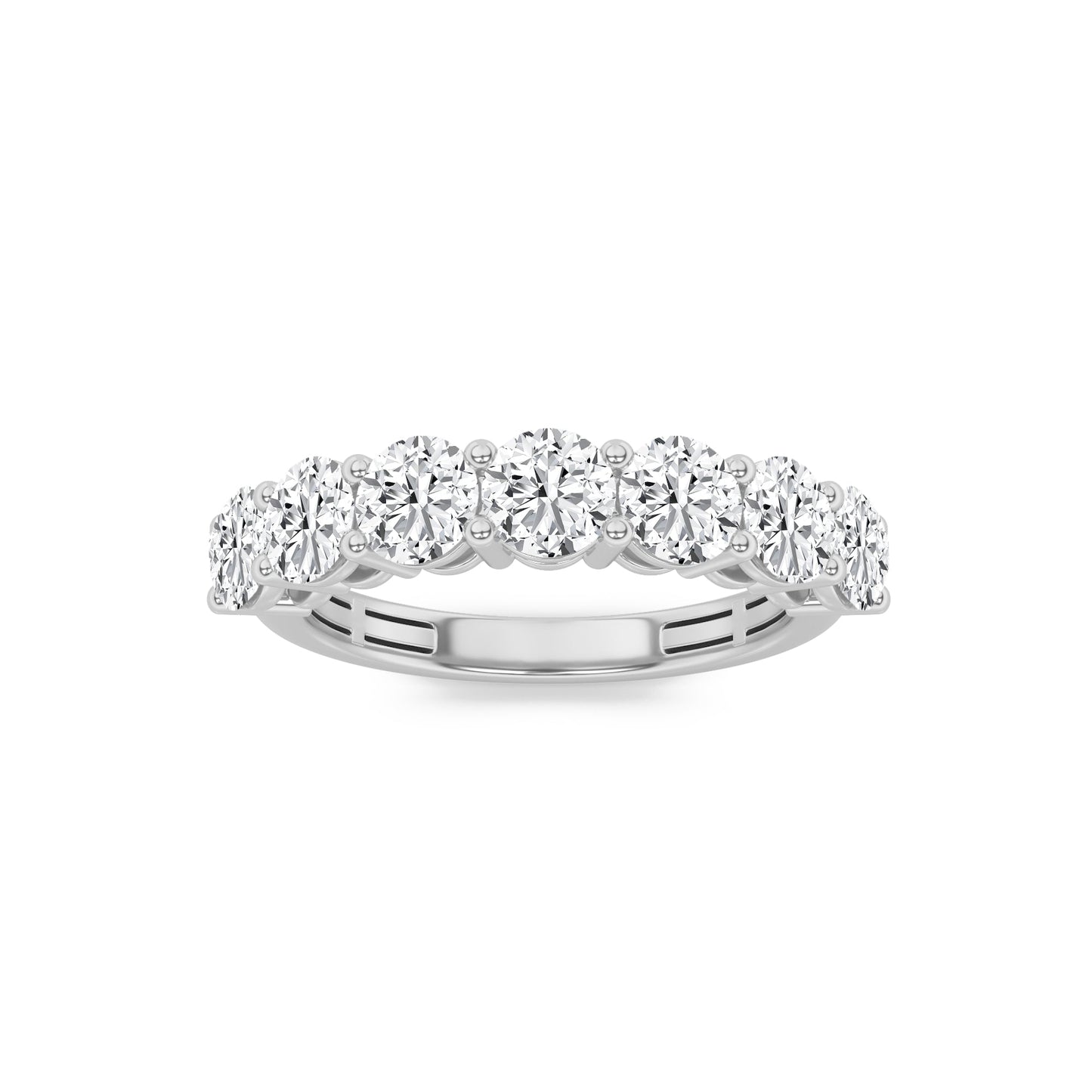 3Cttw Round Shaped Lab Grown Diamond (F/VS) Seven Stone Band Ring in 14K Gold
