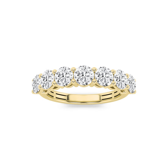 3Cttw Round Shaped Lab Grown Diamond (F/VS) SevenStone Band Ring in 14K Gold