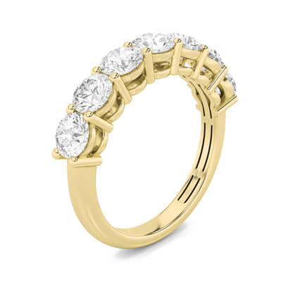3Cttw Round Shaped Lab Grown Diamond (F/VS) SevenStone Band Ring in 14K Gold