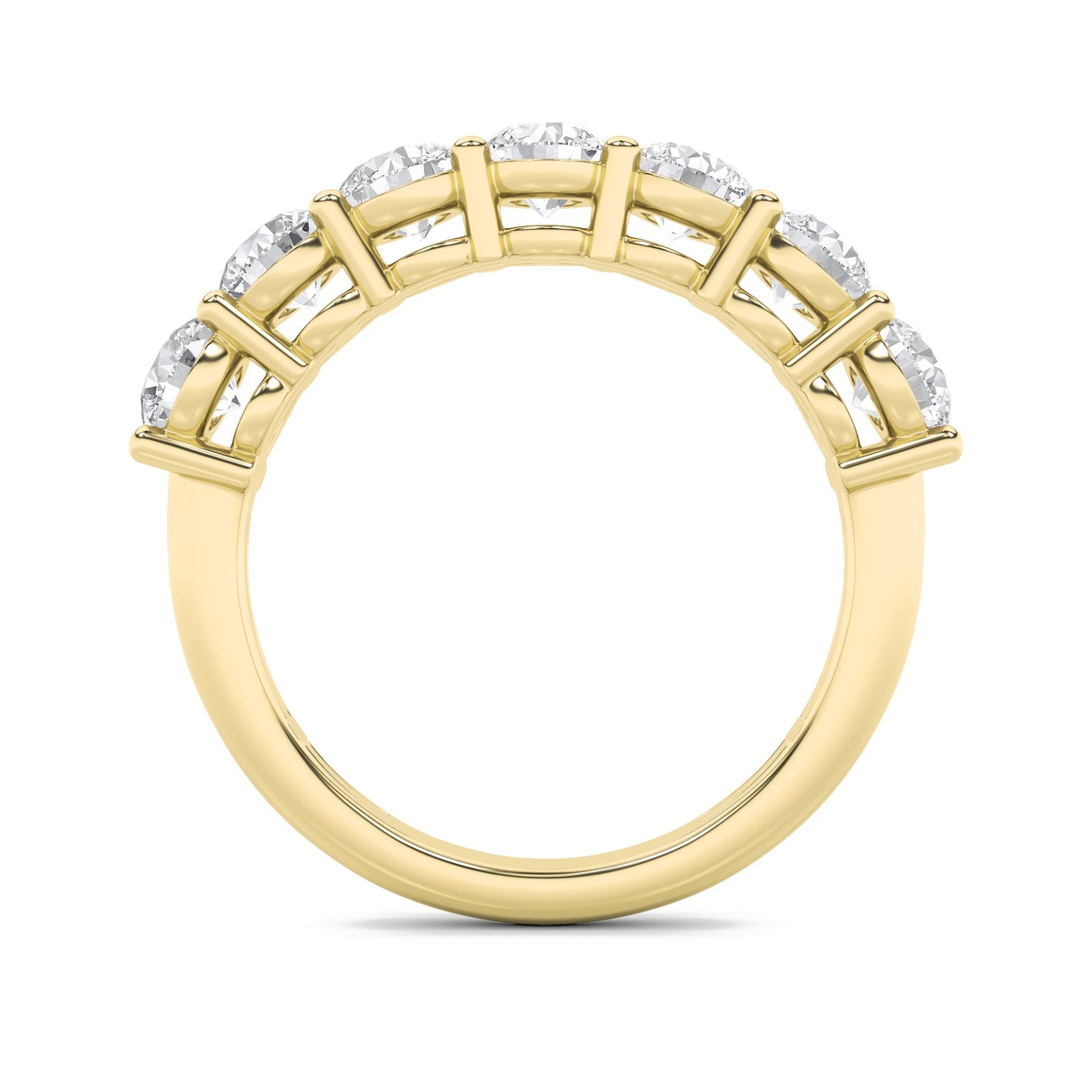 3Cttw Round Shaped Lab Grown Diamond (F/VS) SevenStone Band Ring in 14K Gold