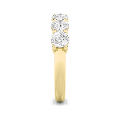 3Cttw Round Shaped Lab Grown Diamond (F/VS) SevenStone Band Ring in 14K Gold