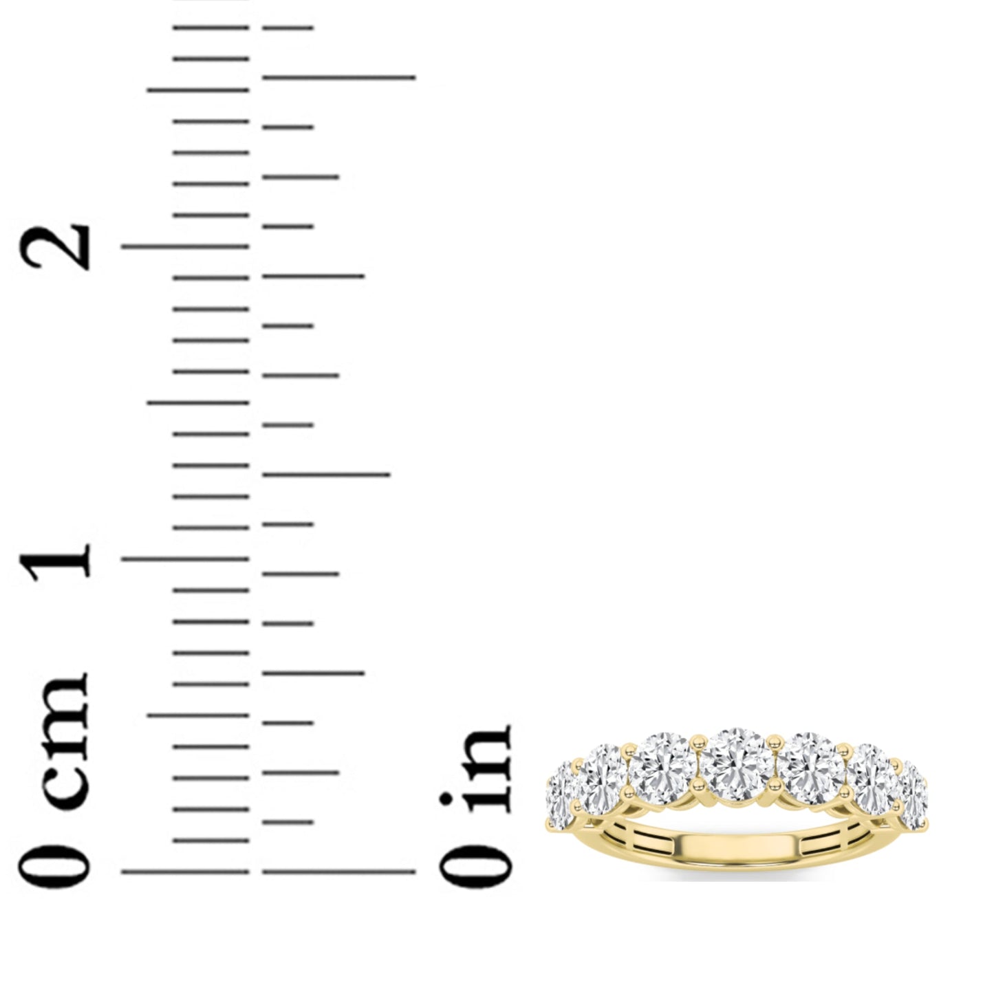 3Cttw Round Shaped Lab Grown Diamond (F/VS) SevenStone Band Ring in 14K Gold