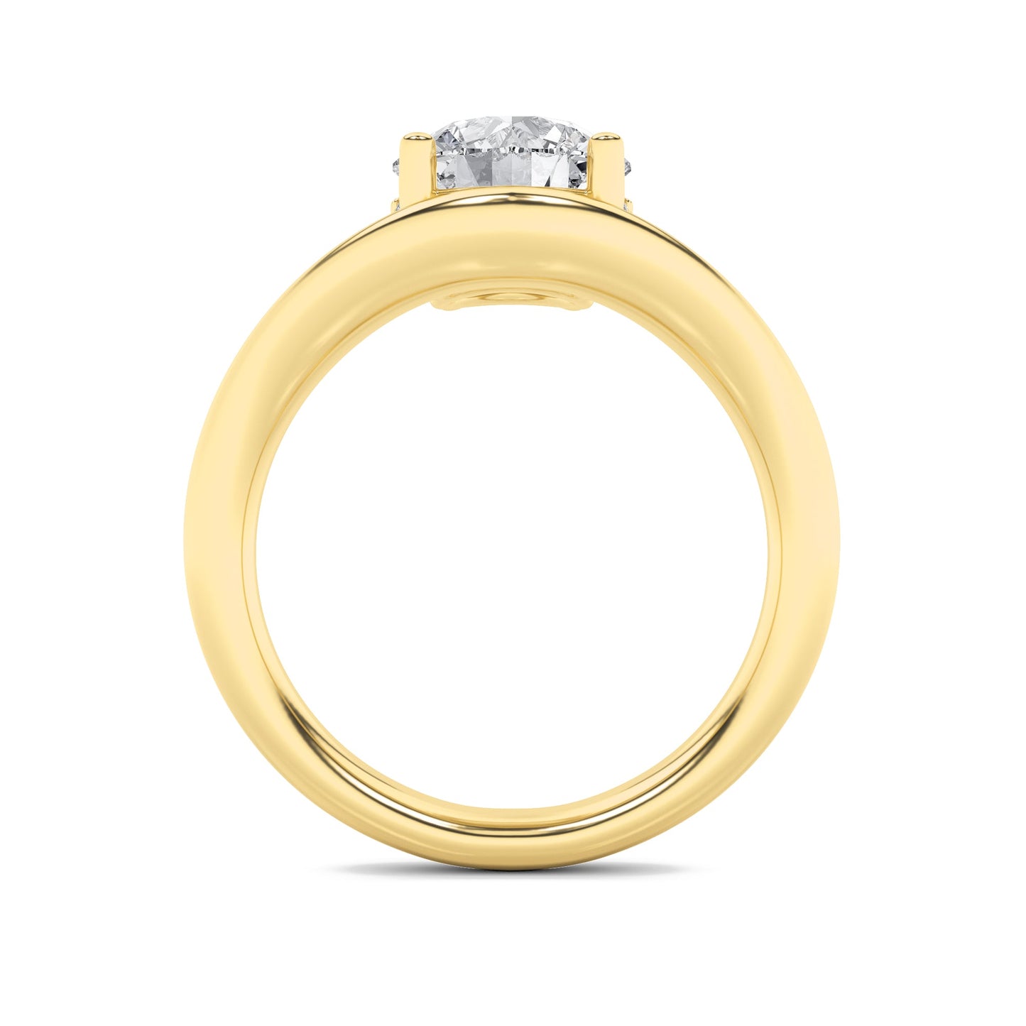 2Cttw Round Shaped Lab Grown Diamond (F/VS) Accented Solitaire Fancy Engagement Ring in 14K Gold
