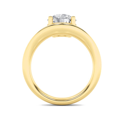 2Cttw Round Shaped Lab Grown Diamond (F/VS) Accented Solitaire Fancy Engagement Ring in 14K Gold