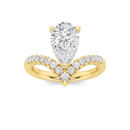 2Cttw Pear Shaped Lab Grown Diamond (F/VS) Accented Solitaire Fancy Engagement Ring in 14K Gold