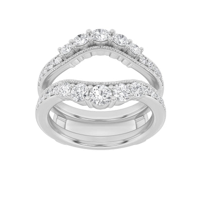 1Cttw Round Shaped Lab Grown Diamond (F/VS) Insert Jacket Ring in 14K Gold