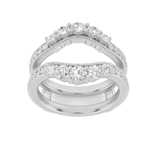 1Cttw Round Shaped Lab Grown Diamond (F/VS) Insert Jacket Ring in 14K Gold