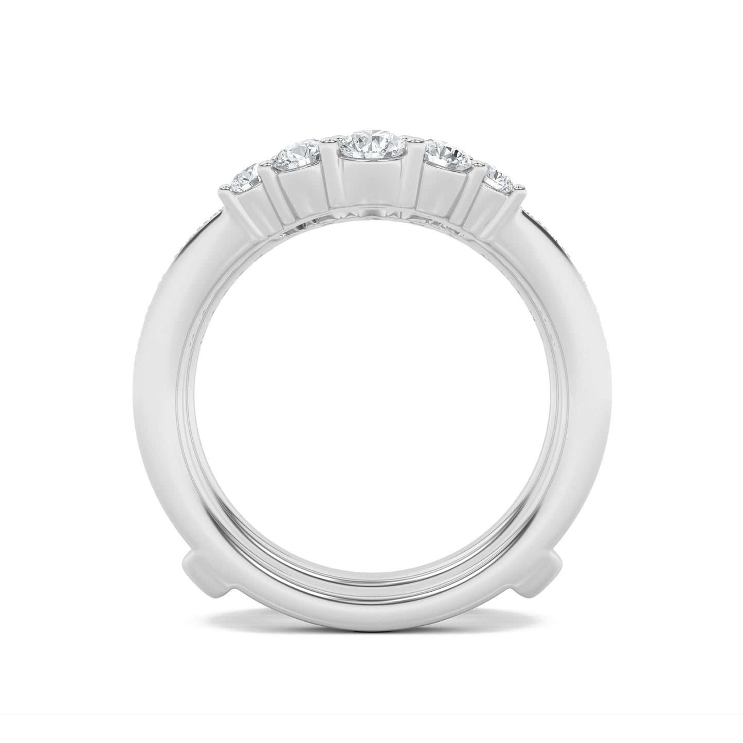 1Cttw Round Shaped Lab Grown Diamond (F/VS) Insert Jacket Ring in 14K Gold