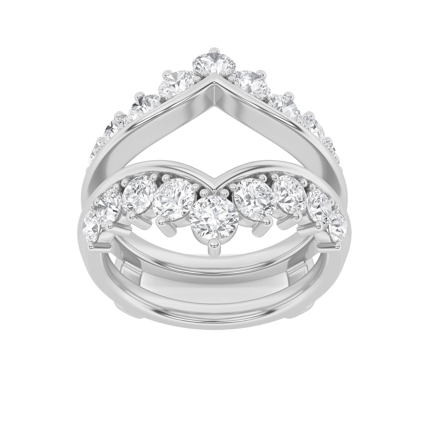 2Cttw Round Shaped Lab Grown Diamond (F/VS) Insert Jacket Ring in 14K Gold