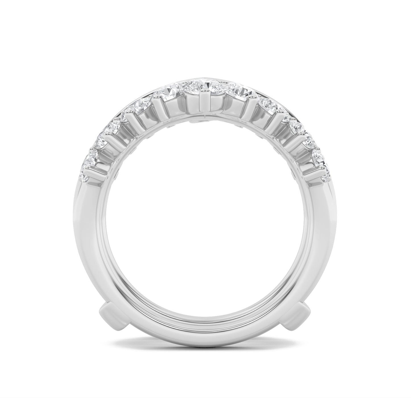 2Cttw Round Shaped Lab Grown Diamond (F/VS) Insert Jacket Ring in 14K Gold