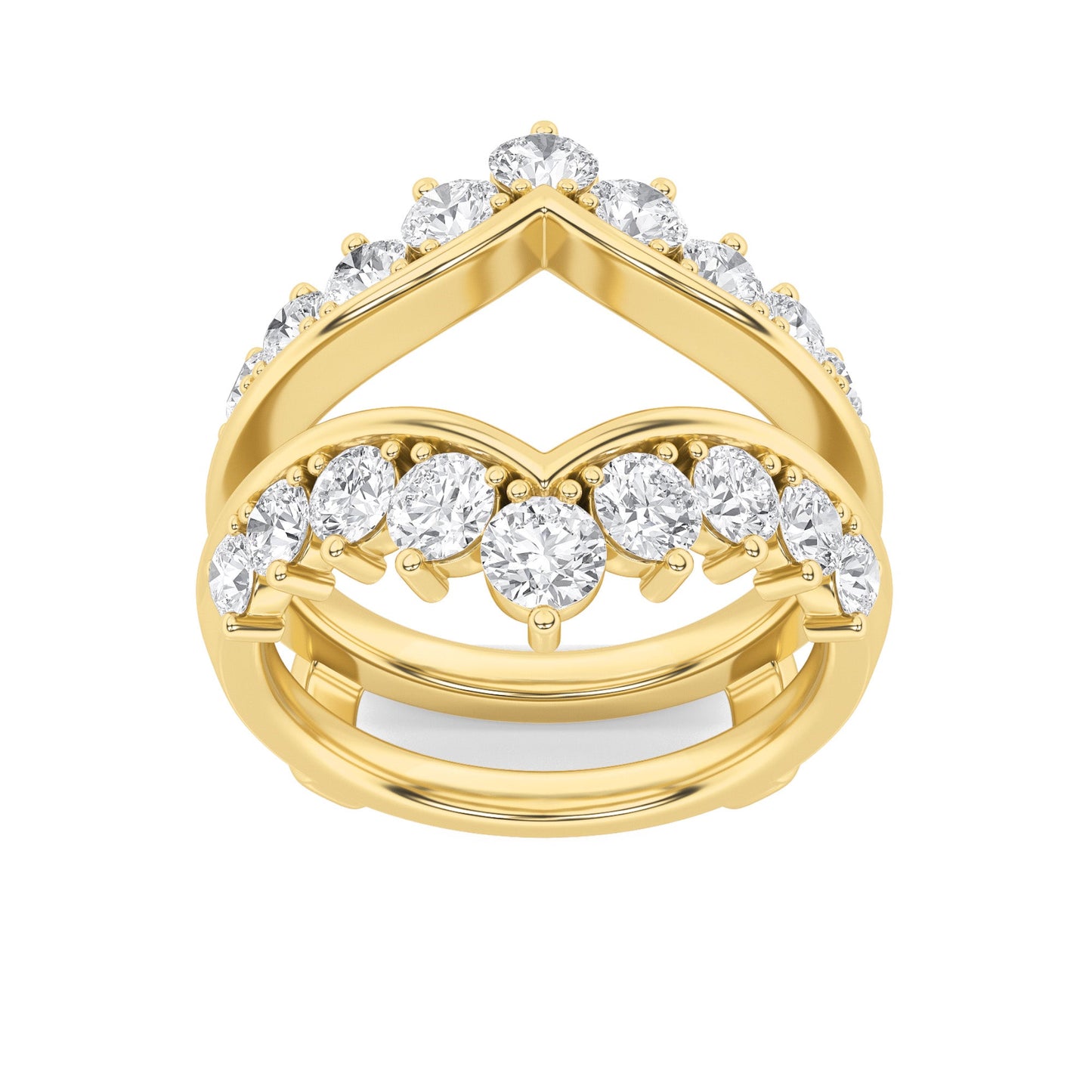 2Cttw Round Shaped Lab Grown Diamond (F/VS) Insert Jacket Ring in 14K Gold