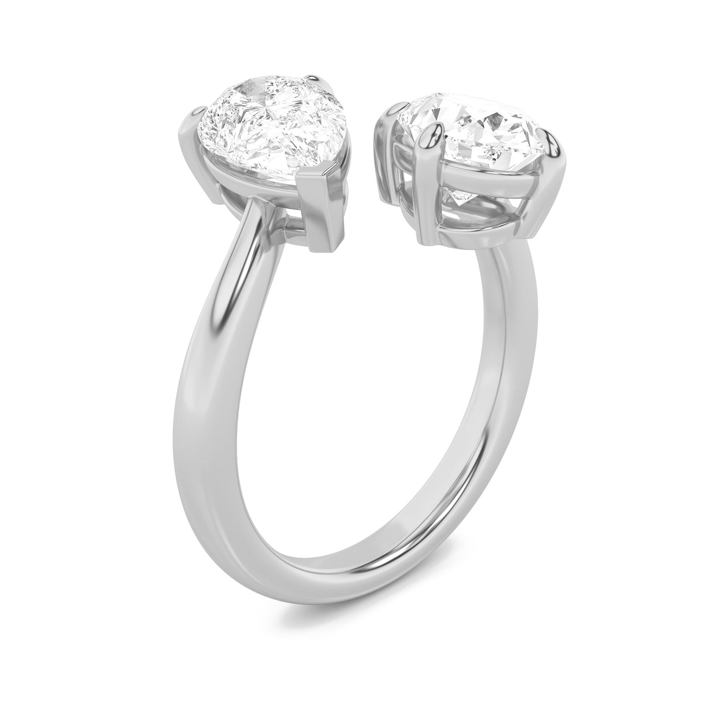 3Cttw Oval Shaped Lab Grown Diamond (F/VS) Toi et Moi Fashiion Ring in 14K Gold