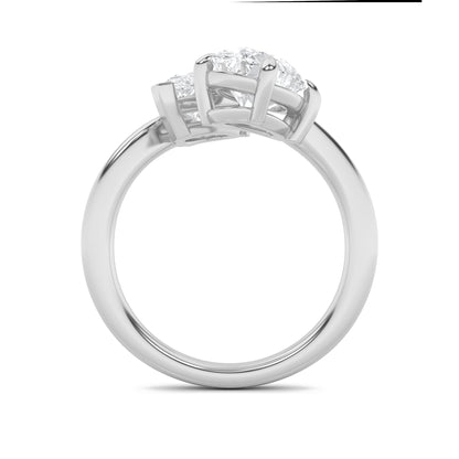 3Cttw Oval Shaped Lab Grown Diamond (F/VS) Toi et Moi Fashiion Ring in 14K Gold