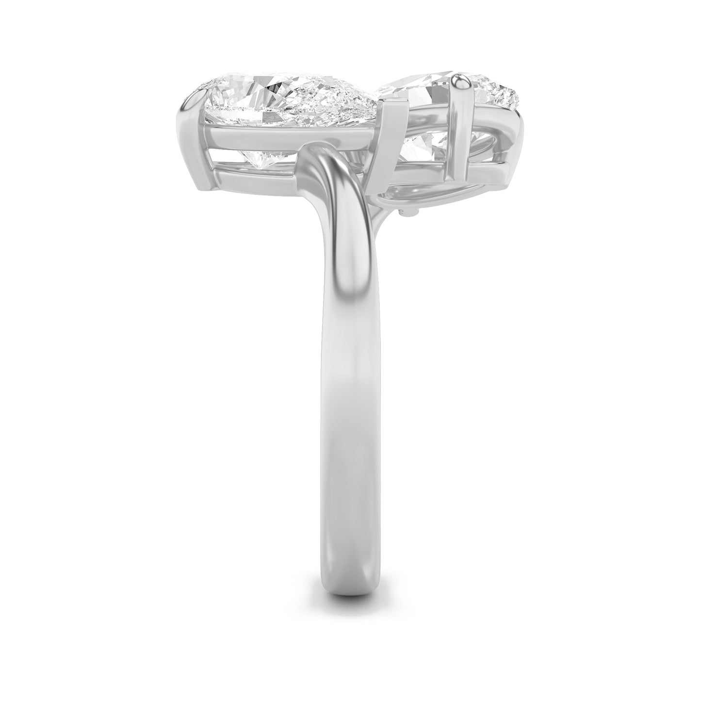 3Cttw Oval Shaped Lab Grown Diamond (F/VS) Toi et Moi Fashiion Ring in 14K Gold