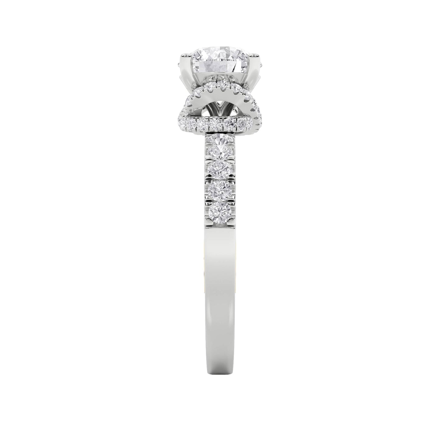 2Cttw Round Shaped Lab Grown Diamond (F/VS) Two Tone Accented Fancy Engagement Ring in 14K Gold
