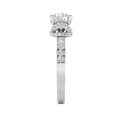 2Cttw Round Shaped Lab Grown Diamond (F/VS) Two Tone Accented Fancy Engagement Ring in 14K Gold