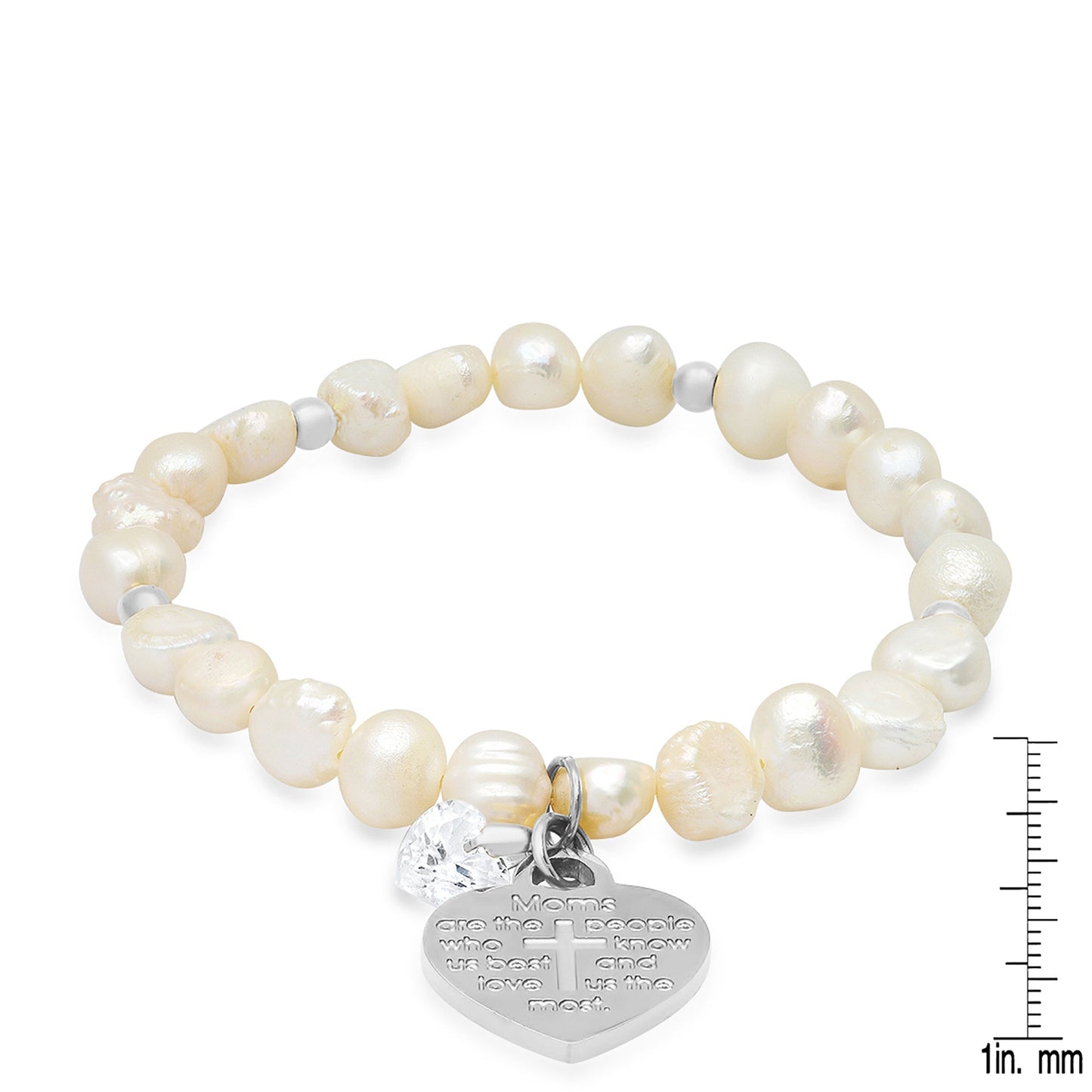 "Moms are…." heart Charm freshwater pearl bracelet