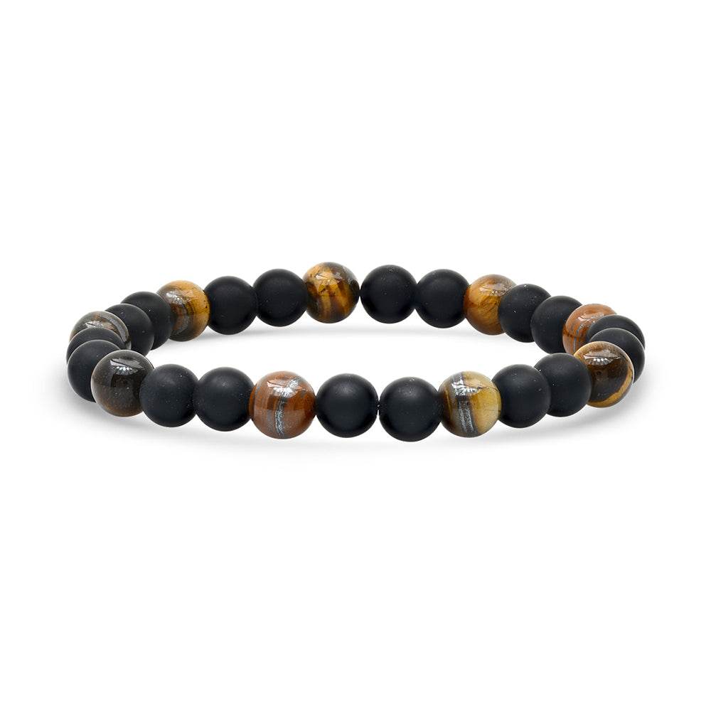 Tiger Eye & Black Lava Beaded Bracelet
