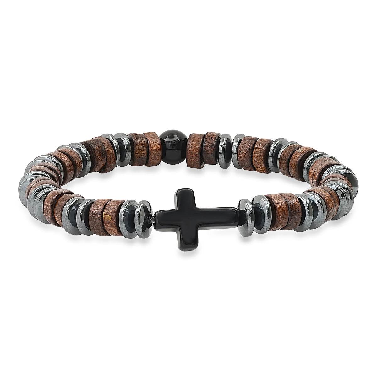 Tri-Element Beaded Cross Bracelet