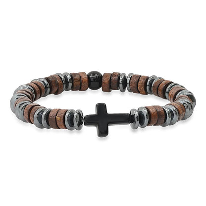 Tri-Element Beaded Cross Bracelet